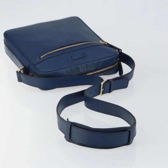 GUCCI Diamante Shoulder Bag Leather Blue Gold 201443 Auth bs29905 - Picture 8 of 16